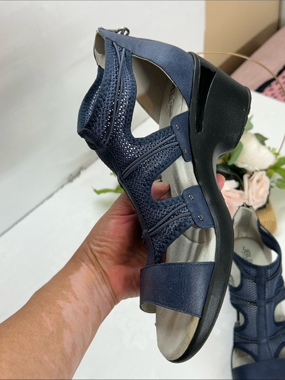 Comfort Stretch Navy Women’s Sandals with Supportive Straps - Picture 6 of 12